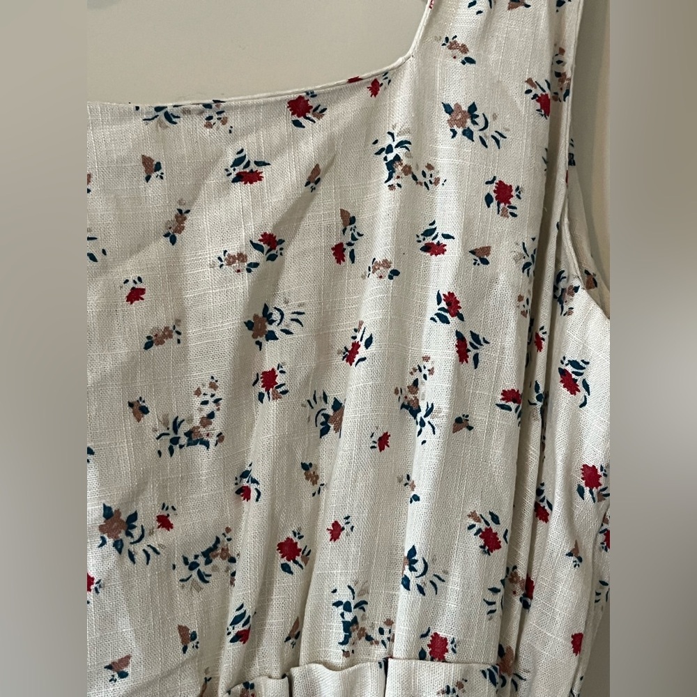 Monteau Rayon/Linen Blend Floral off-White Sleeveless Dress Juniors Size Large - Picture 6 of 15
